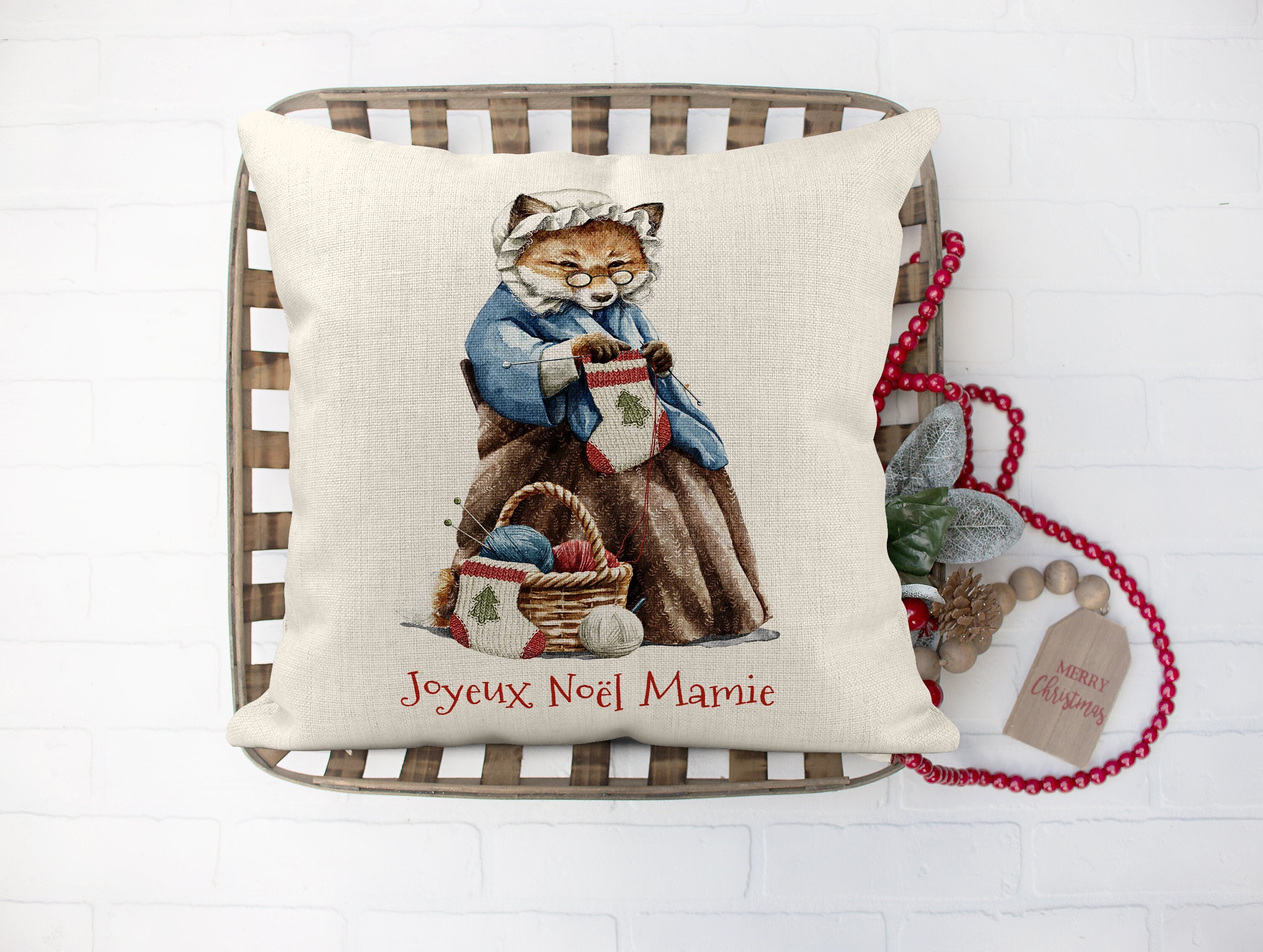 Coussin de Noël Personnalisé, Madame Renard