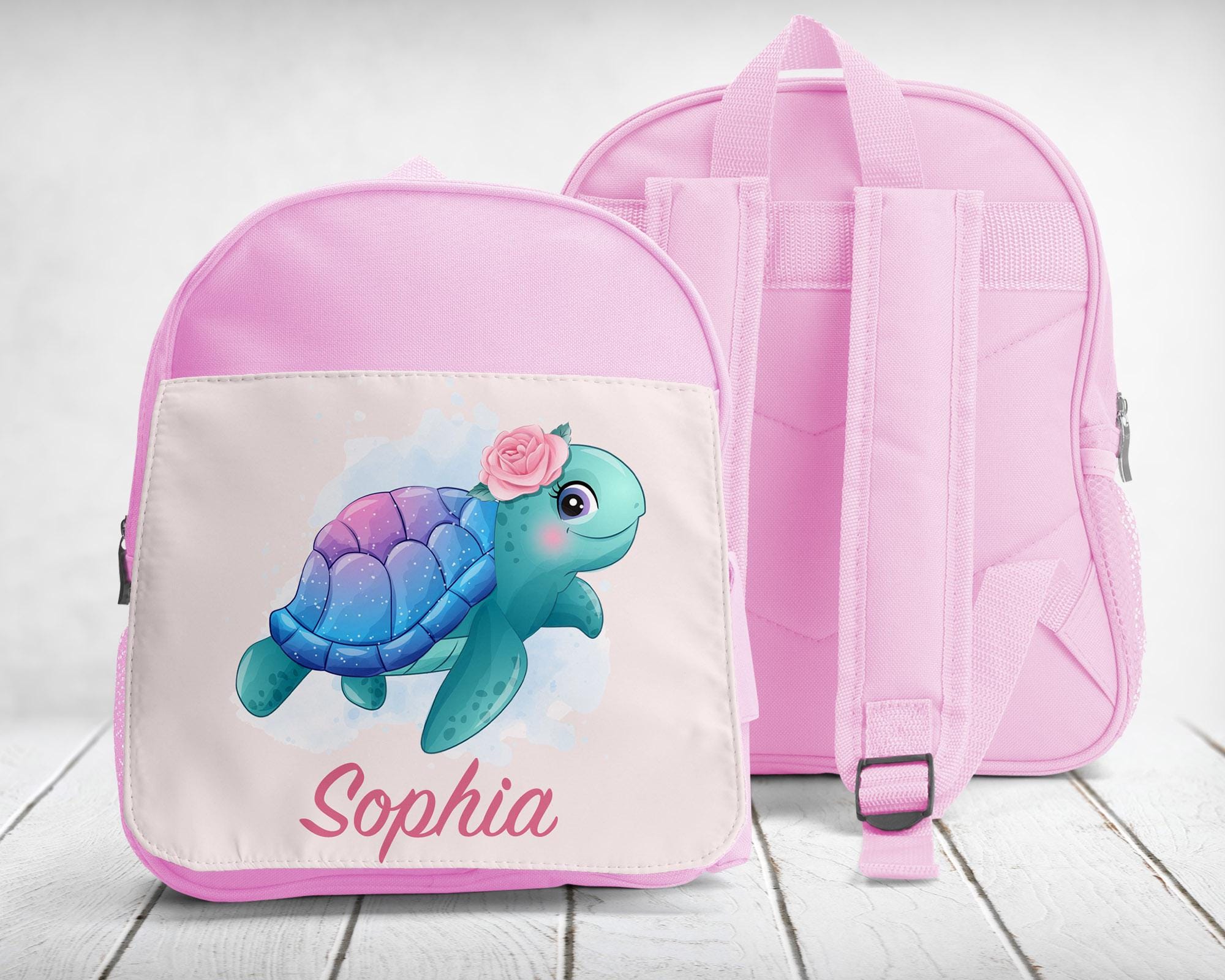Petit Sac à Dos Enfant Tortue De Mer Rose - Pour Maternelle Et Primaire - Bretelles Réglables - Capacité Multiple