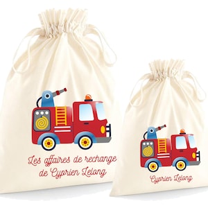 Pochon personnalisé pour enfant, sac de rechange, rangement, Modèle Pompier 02