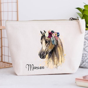 Large Personalized Pencil Case, Horse and Flowers Model image 1