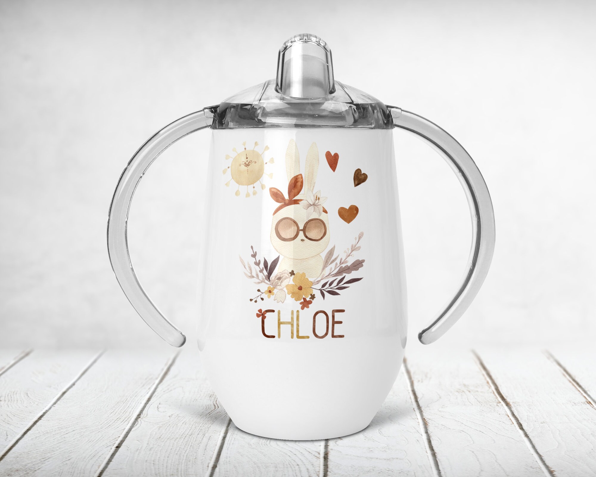Gobelet d'apprentissage Isotherme Personnalisé, Lapin Boho