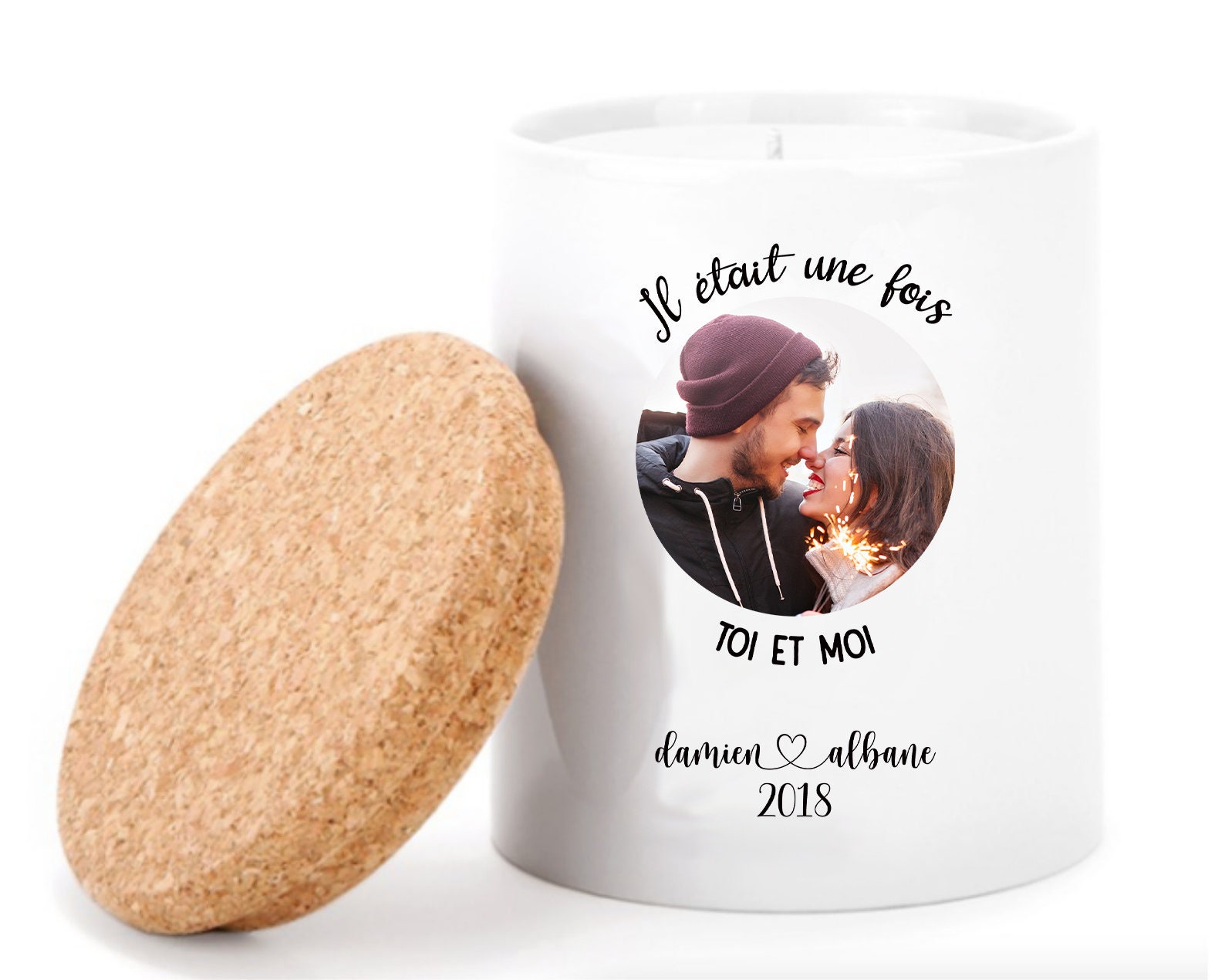 Bougie Personnalisée en Céramique, Toi et Moi