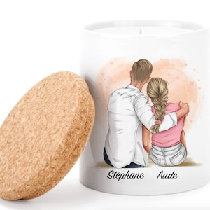 Personalized Ceramic Candle Holder, Man and Woman Couple to Personalize