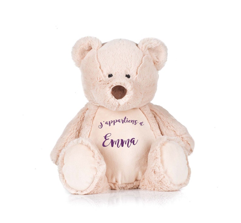 Peluche brodée personnalisée, doudou brodé à personnaliser, Modèle Ours image 1