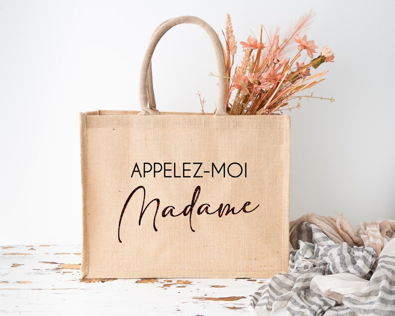 Sac en toile de jute personnalisé, Madame image 4