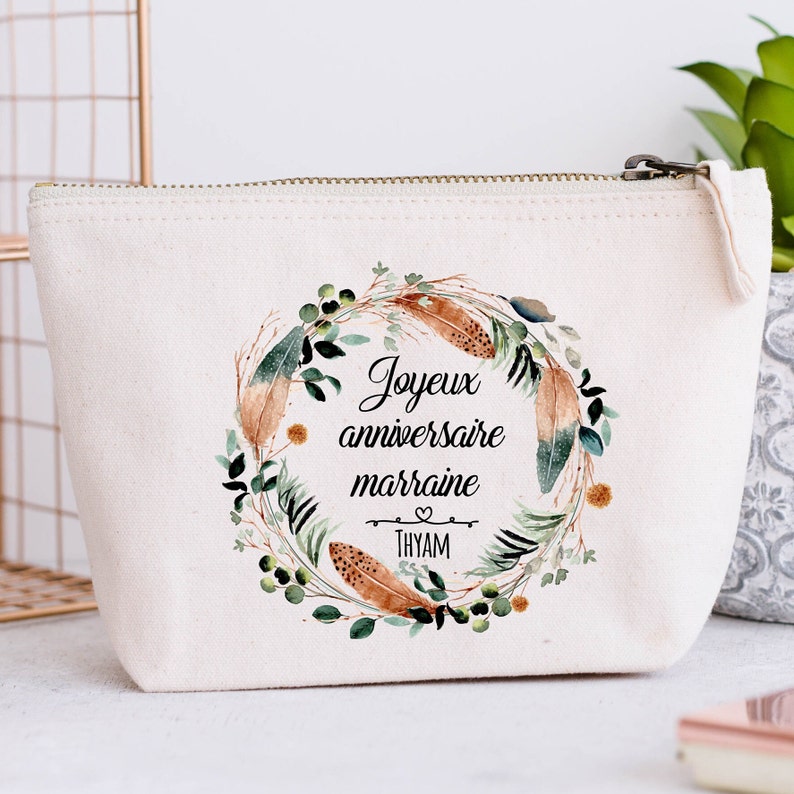 Grande Trousse personnalisée, Couronne de fleurs, Modèle Boho vert image 3