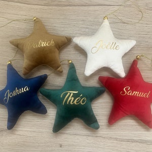 Christmas star, personalized velvet tree ornament