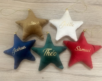 Christmas star, personalized velvet tree ornament
