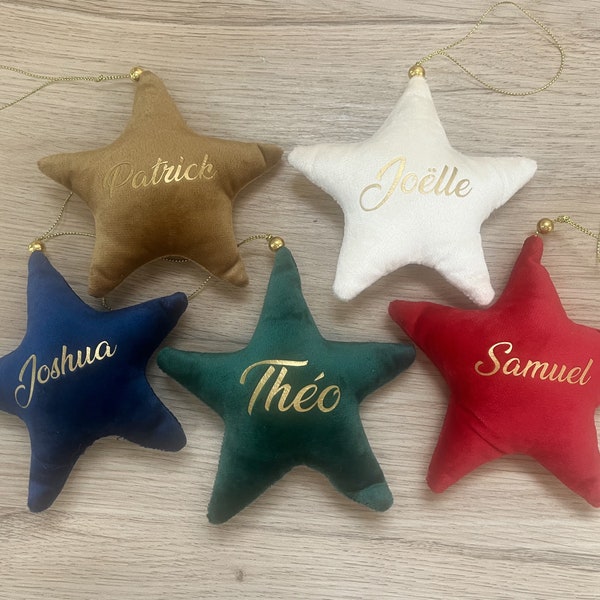 Weihnachtsstern, personalisierter Baumschmuck aus Samt