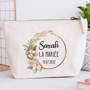 Grande estojo personalizado, coroa de flores, design boho