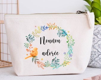 Grande Trousse personnalisée, Couronne de fleurs, Modèle Oiseau et fleurs