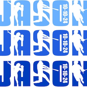 Sports, Sports, Sports with name and date bar or bat mitzvah logo