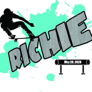 PAINT SPLATTER SKATEBOARDER Bar or Bat Mitzvah Logo
