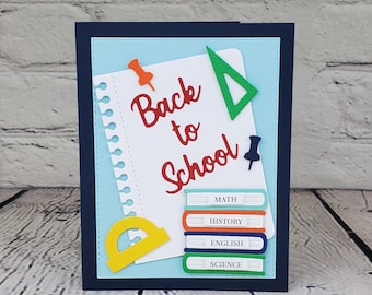 Back to School Note Book Card, Back to School Card for Student /Teacher, 1st Day of School Card, Teacher Card, Handmade Card.