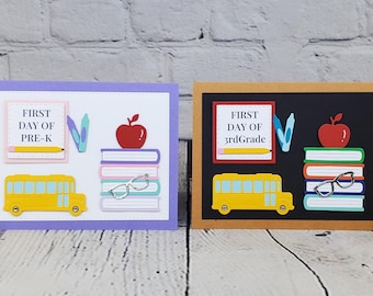 Back to School Card with Notebook  & School Bus,Back to School Card for Student /Teacher,1st Day of School Card,Teacher Card,Handmade Card.