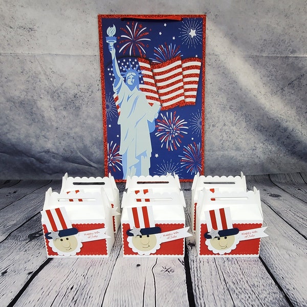 July 4th Treat Boxes,4th of July Uncle Sam Treat Boxes,Party Favors,Red, White, and Blue Party Goodie Boxes, Independence Day, Memorial Day.