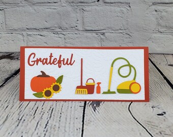 Thanksgiving Cleaning Service Money Holder Envelope,Fall House Cleaners Gifts,Voucher,Certificate,Maid Appreciation, Holiday Gratitude.