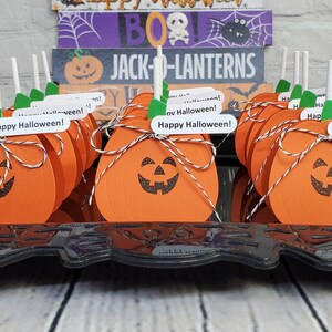 Halloween Pumpkin Lollipop Holders, Jack-o-Lantern Lollipop Holders, Halloween Favors,Pumpkin Cake Pop Holders,Halloween Treats for Class. image 7