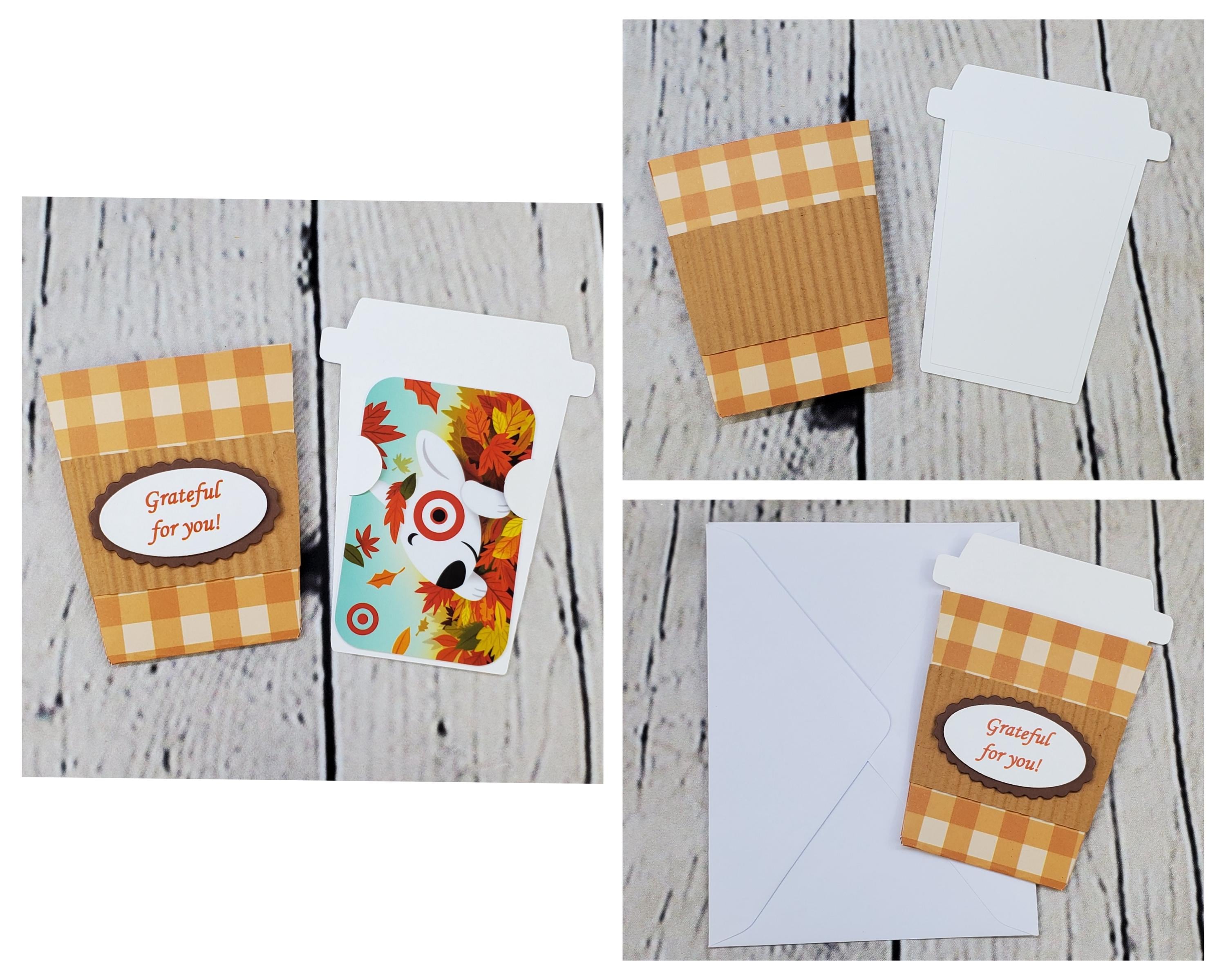ANGOLIO Thanksgiving Gift Card Holders - 12 Pack Coffee Cup Shape, Appreciation Cards For Staff, Nurses, Friends