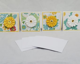 Handmade 3x3 Mini Cards Set of 6, Blank with Envelopes for Small Thank you Card,Stationery Card Set,Wedding favor tags,Lunch Box Notes