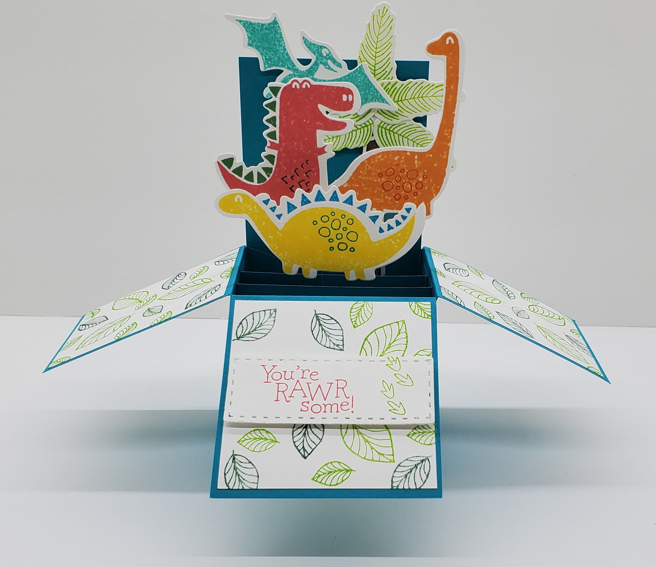 Dinosaur Pop up Box Card Happy Birthday Card Children's | Etsy