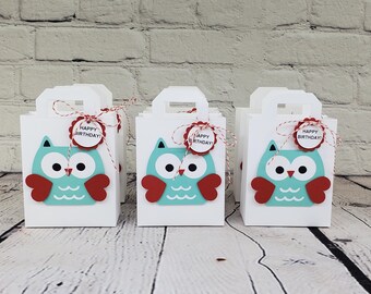 Owl Tote Bags ,Owl Party Favors,Kids Valentines Bags,Valentines Class Favors,School Valentines,Handmade Treat Bags, Classroom Treat Bags.