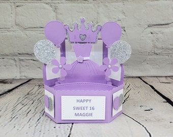 Sweet 16 Pop-Up Birthday Card, Pop-up 3D Card, Personalised Birthday Card, Handmade Birthday Card.