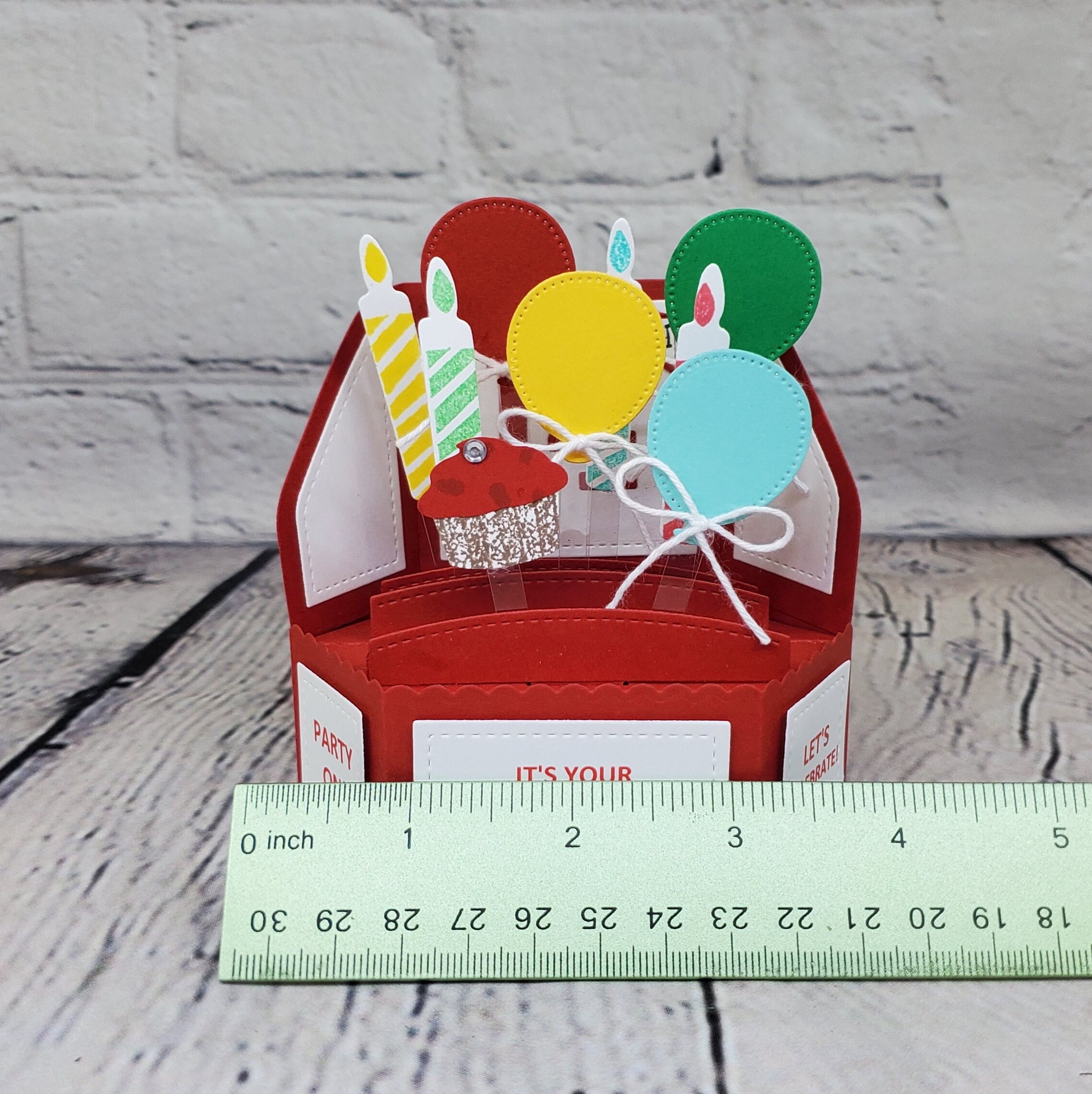 3D Birthday Pop up Box Card: Handmade Balloons, Candles & Cupcake - Etsy