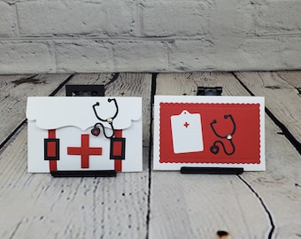 First Aid or Clipboard and Stethoscope Gift Card Holders for Doctor,Nurse,Hospital,Physician,Nursing School Graduation,Nurse Retirement.