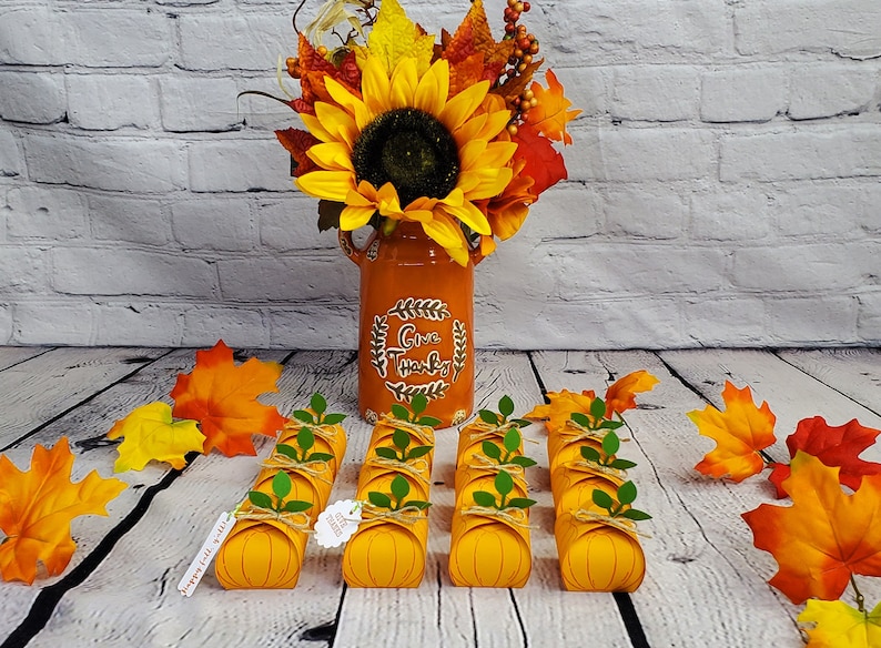 Thanksgiving Pumpkin Treat Boxes,Thanksgiving Party Favors,Thanksgiving/Fall Treats,Thanksgiving Table Decor, Fall Favor, Autumn Favor image 1