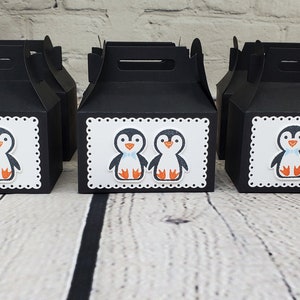 Penguin Gable Treat Boxes,Penguin Party Favor,Penguin Gift Boxes,Christmas Party Favor,Winter Wonderland Favor,Wedding or Baby Shower Favor.