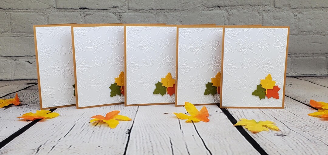 Set of 5 Fall Note Cards 3D Embossed,fall Leaves,fall Colors ...