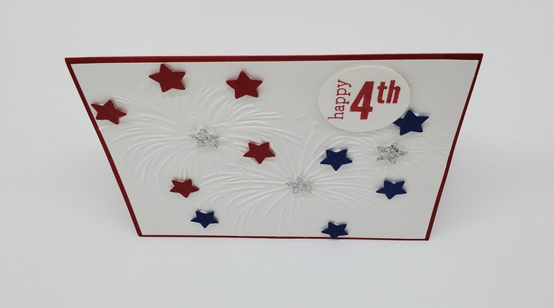 Fireworks 4th of July Note Card, White Embossed Independence Day Cards ...
