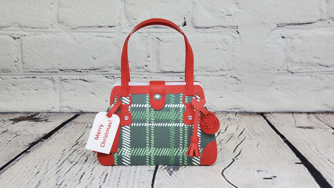 Christmas Green Plaid & Red Paper Purse Gift Card Holder,purse Gift ...