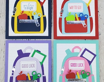 Back to School Backpack with Gift Card Holder/Gift Card Holder for Student or Teacher,1st Day of School Card, Teacher Appreciation Card.