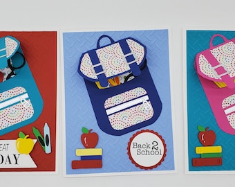 Back to School Backpack Card for Student or Teacher, 1st Day of School Card, Teacher Thank you card, You Rule Card, Handmade Card.