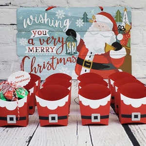 Christmas Santa Fry Treat Boxes, Santa Treat Boxes, Christmas Treat Boxes, Christmas Party Favors, Christmas Table Decor.