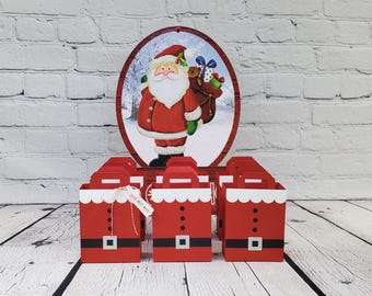 Christmas Santa Tote Bags,Santa Treat Boxes,Santa Gift Card Holder,Santa Treat Bags,Christmas Treat Boxes/Party Favors,Christmas Table Decor