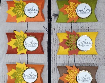 Thanksgiving Pillow Treat Boxes, Thanksgiving Party Favor, Autumn Favor, Fall Leaf Favor Boxes, Fall Favor, Thanksgiving Treat Boxes.