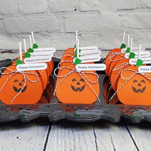 Halloween Pumpkin Lollipop Holders, Jack-o-Lantern Lollipop Holders, Halloween Favors,Pumpkin Cake Pop Holders,Halloween Treats for Class. image 1