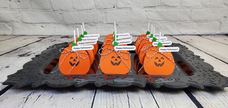 Halloween Pumpkin Lollipop Holders, Jack-o-Lantern Lollipop Holders, Halloween Favors,Pumpkin Cake Pop Holders,Halloween Treats for Class. image 1