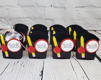 Back to School Fry Treat Boxes, First Day of School Treat Boxes, Back to School Favors, Back to School Party, Handmade Treat Boxes.