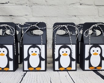 Penguin Gable Treat Boxes, Penguin Party Favor, Penguin Gift Boxes,Christmas Favors,Christmas Party Favor,Birthday Favors,Baby Shower Favor.