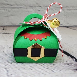 Christmas Elf Treat Box, Christmas Gift Box, Holiday Favor Box, Curvy ...