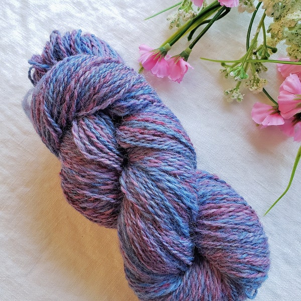 Aurora Borealis; handspun fingering wt yarn; 2 0z; 2-ply