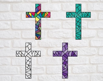 Glasmalerei Kreuz SVG - Ostern Kreuz Svg - Glasmalerei Svg - Ostern Zeichen SVG - Frühling SVG - Frühling Dekor Svg - frohe Ostern - Kreuz Svg