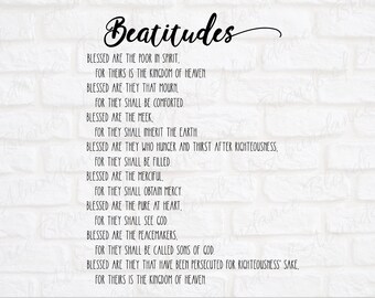 Bienaventuranzas SVG - Bienaventuranzas Wall Art SVG - Bienaventuranzas Regalo SVG - Bienaventuranzas Imprimibles Inspiracional SVG - Bienaventuranzas Fe Cristiana SVG