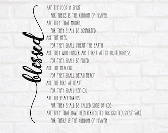Blessed Are SVG - Beatitudes Wall Art SVG - Blessed Are The Peacemakers Svg - Regalos de bienaventuranzas SVG - Bienaventuranzas imprimibles - Bienaventuranzas Svg
