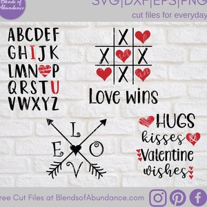 Valentine SVG Bundle - Kind Valentine Shirt - ABC I Love U - Hugs, Kisses & Valentine Wishes - Love Arrows - Love Wins Tic Tac Toe - Love