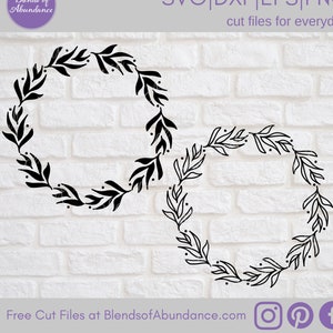 Coroa de flores SVG - Coroa de folhas SVG - Coroa de flores circular SVG - Decoração de casa de campo Svg - Almofada de guirlanda Svg - Decoração de outono Svg - Decoração de casa de fazenda Svg